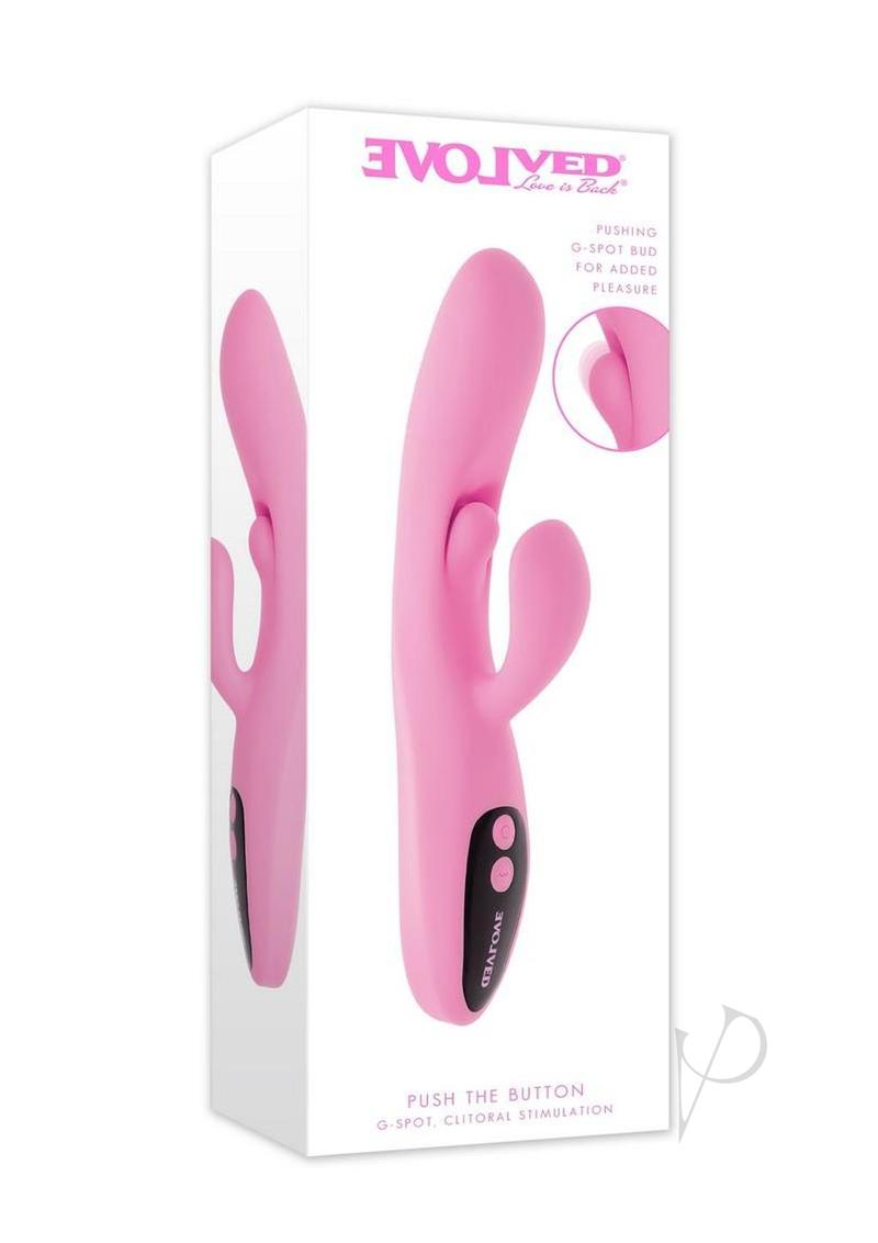 Push the Button Rechargeable Silicone Rabbit Vibrator with Clitoral Stimulator - Pink