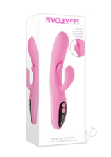 Push the Button Rechargeable Silicone Rabbit Vibrator with Clitoral Stimulator - Pink