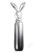 Playboy Bunny on the Go Rechargeable Silicone Rabbit Head Mini Vibrator - Black