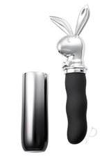 Playboy Bunny on the Go Rechargeable Silicone Rabbit Head Mini Vibrator - Black