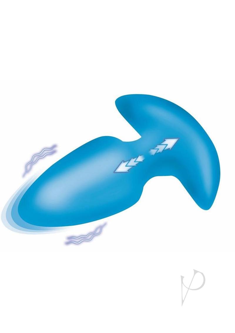 Bang! Thrusting and Vibrating Rechargeable Silicone Butt Plug - Blue