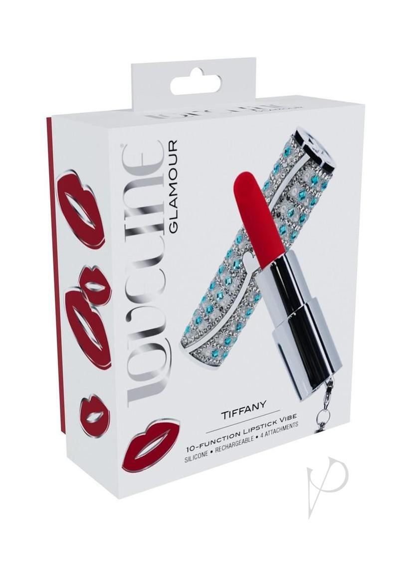 Loveline Tiffany Lipstick Rechargeable Silicone Vibrator with Interchangeable Heads - Blue