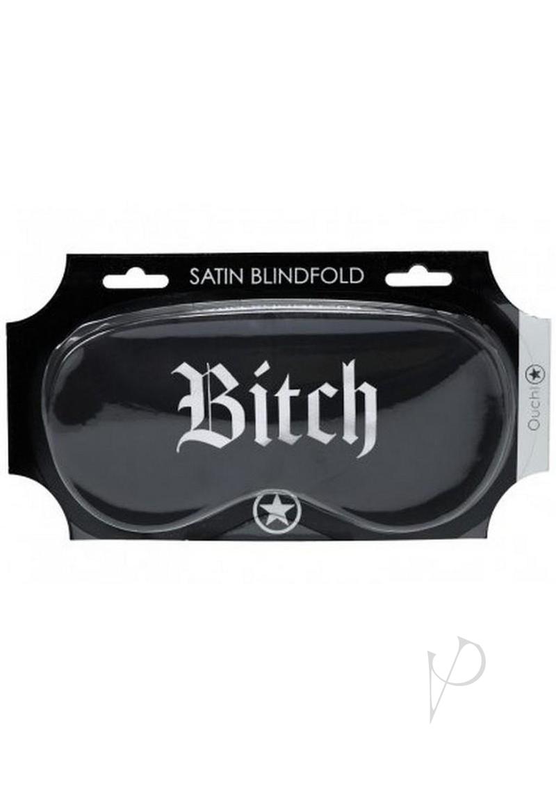 Ouch! Bitch Printed Satin Mask - Black