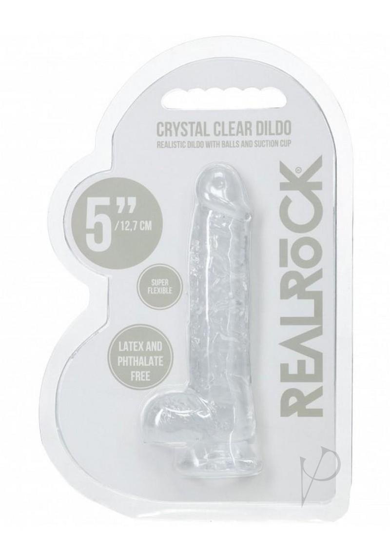 RealRock Crystal Clear Realistic Dildo with Balls 5in - Clear