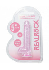 RealRock Crystal Clear Realistic Dildo with Balls 5in - Pink