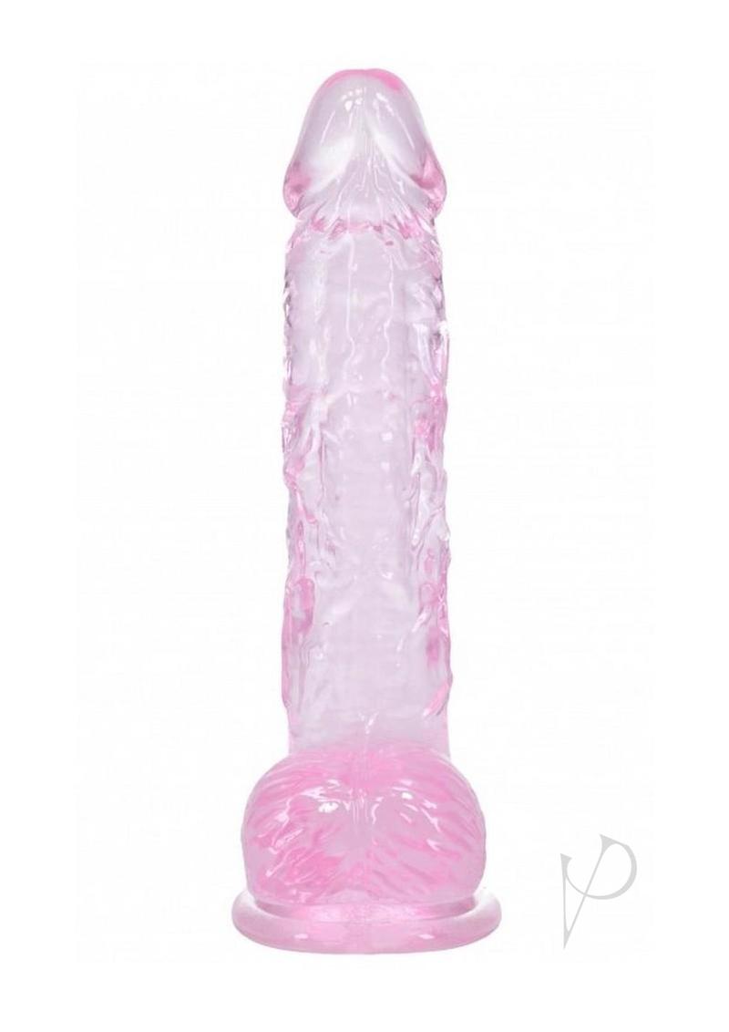 RealRock Crystal Clear Realistic Dildo with Balls 5in - Pink