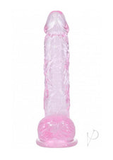 RealRock Crystal Clear Realistic Dildo with Balls 5in - Pink