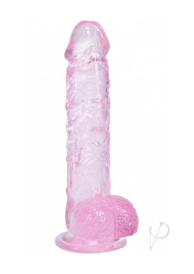 RealRock Crystal Clear Realistic Dildo with Balls 5in - Pink