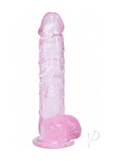 RealRock Crystal Clear Realistic Dildo with Balls 5in - Pink