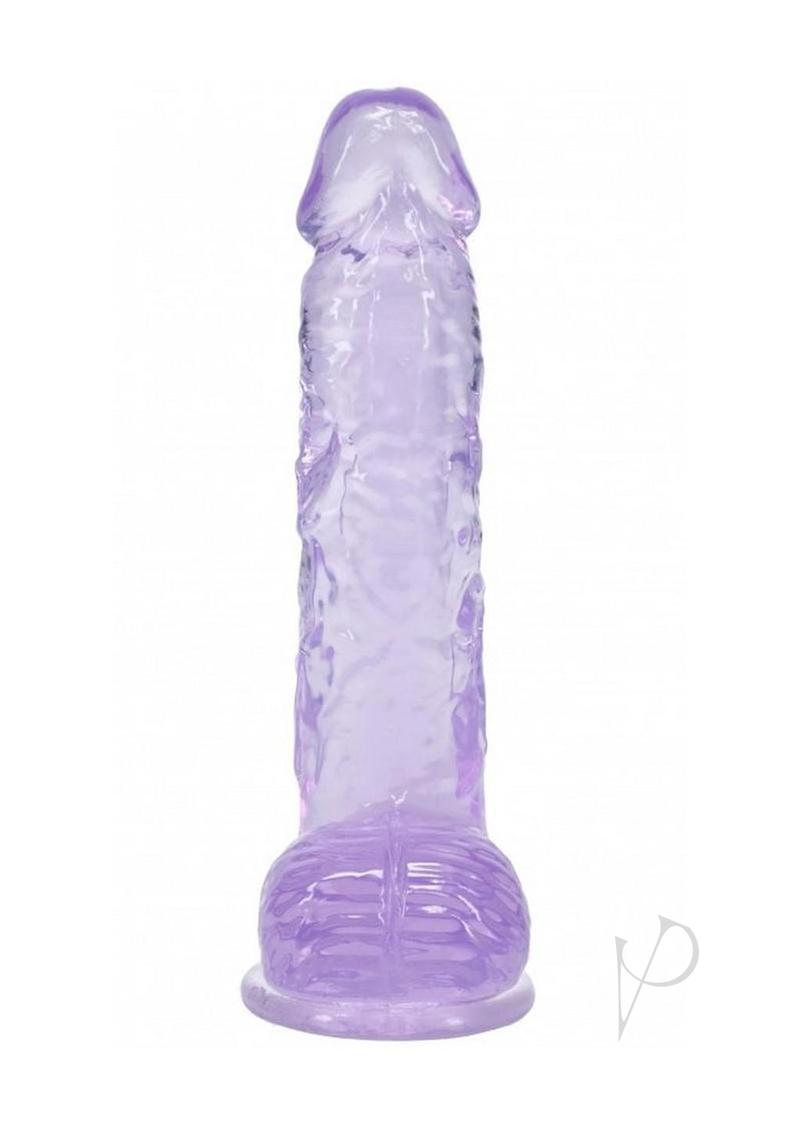 RealRock Crystal Clear Realistic Dildo with Balls 5in - Purple