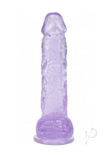RealRock Crystal Clear Realistic Dildo with Balls 5in - Purple