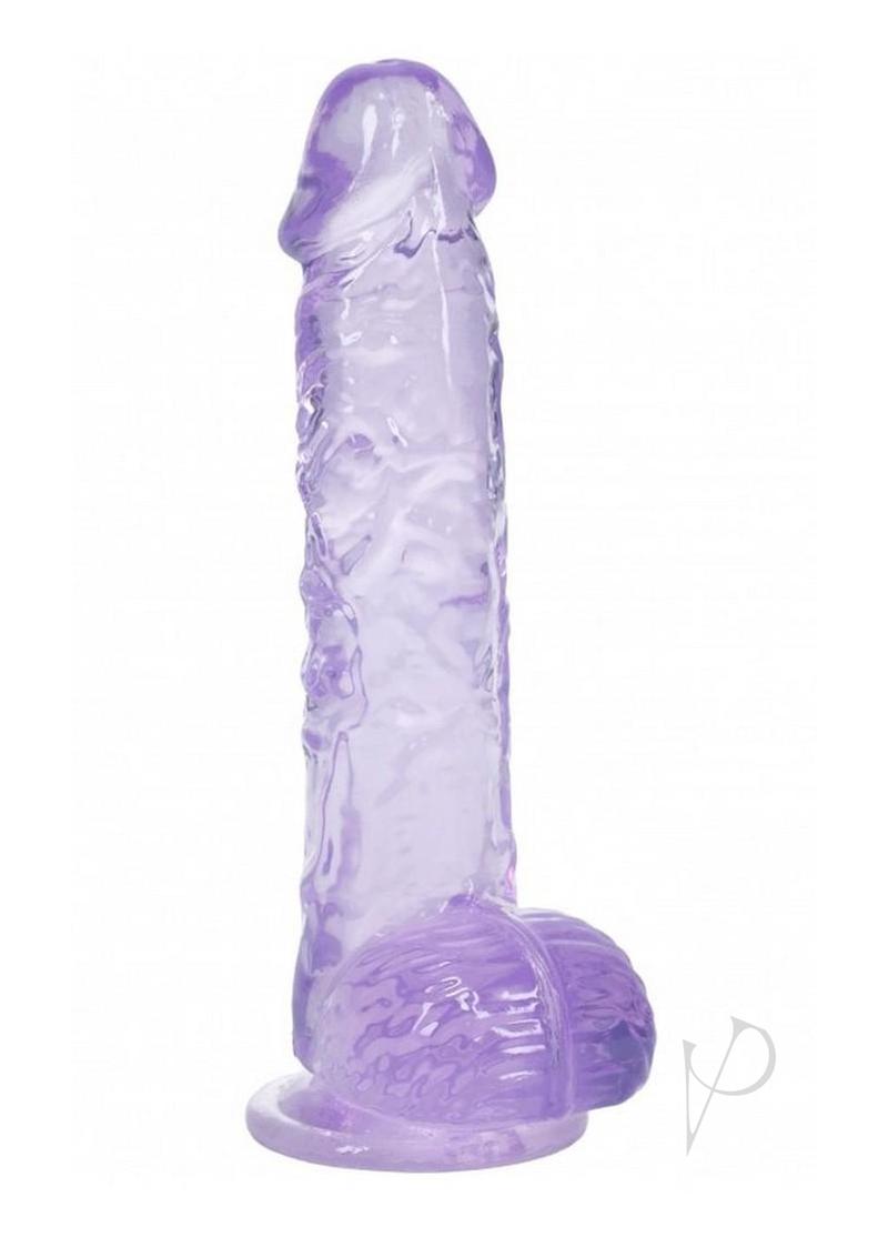 RealRock Crystal Clear Realistic Dildo with Balls 5in - Purple