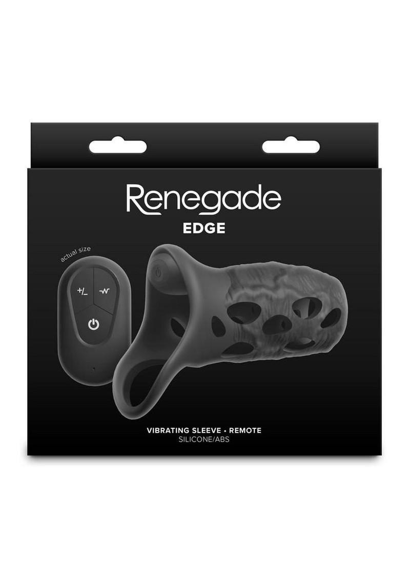 Renegade Edge Rechargeable Silicone Vibrating Penis Sleeve with Remote Control - Black