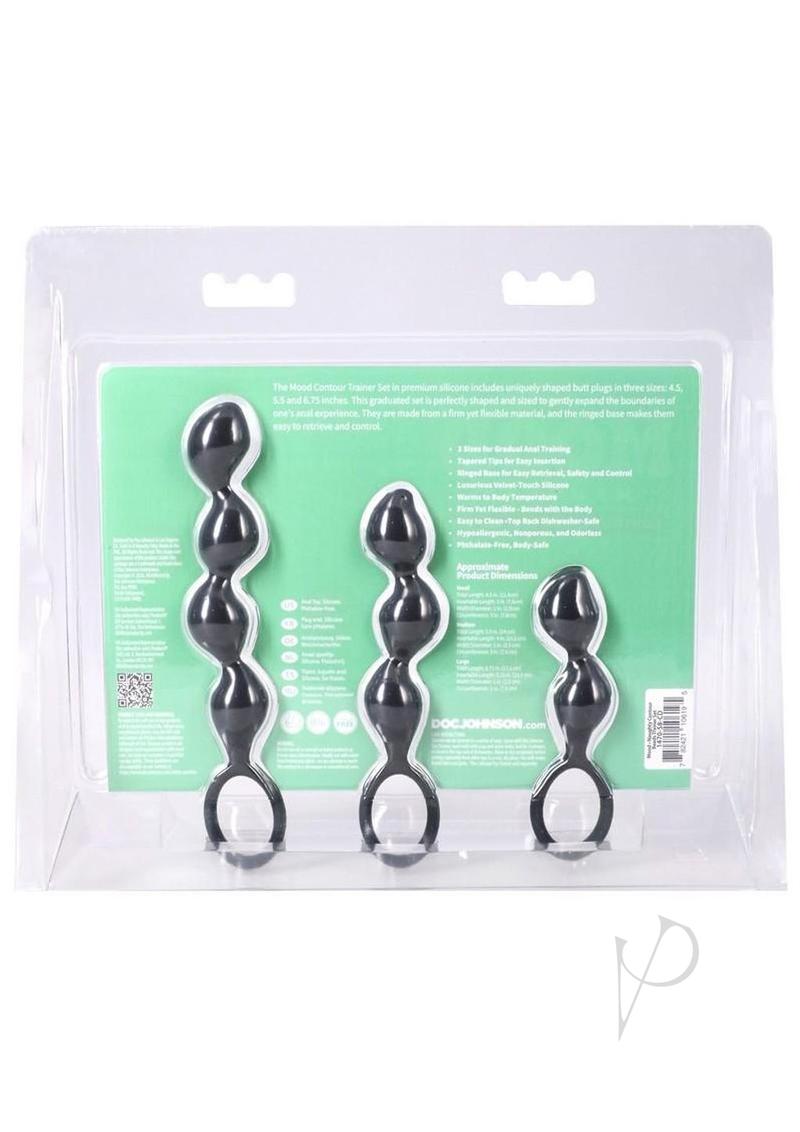 Mood Naughty Contour Beads Trainer Silicone Anal Plug (3 Piece Set) - Black