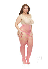 Lapdance Lingerie Pink Mirage Suspender Bodystocking - Queen Size