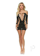 Lapdance Lingerie Glimmer Off the Shoulder Mini Dress - OS - Glow in the Dark