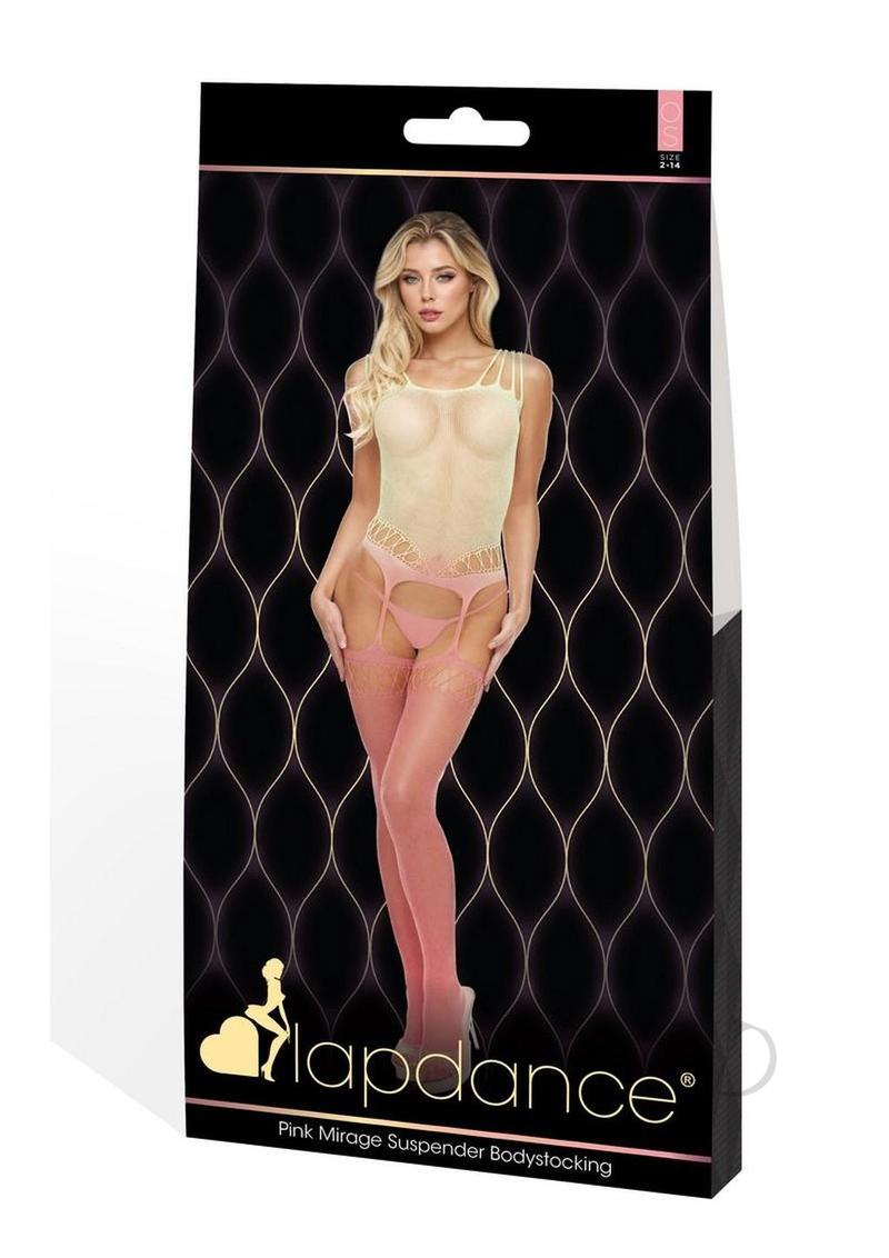 Lapdance Lingerie Pink Mirage Suspender Bodystocking - OS