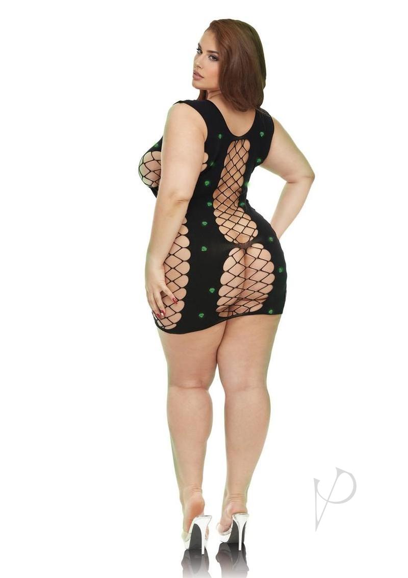 Lapdance Lingerie Glowing Gems Fence Net Mini Dress - Queen Size - Glow in the Dark