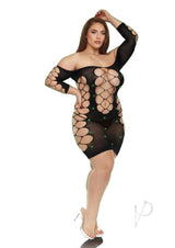 Lapdance Lingerie Glimmer Off the Shoulder Mini Dress - Queen Size - Glow in the Dark
