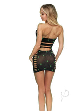 Lapdance Lingerie Midnight Diamond Cutout Mini Dress - OS - Glow in the Dark