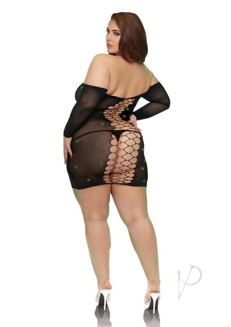 Lapdance Lingerie Diamond Mesh Cutout Mini Dress - Queen Size - Glow in the Dark