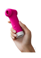 Lovense Fizz Dual-Head Rechargeable Silicone Clitoral Vibrator With Oral-Like Suction and Tapping - Pink/White