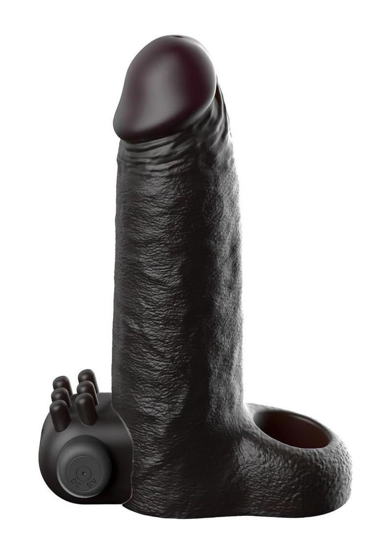Fantasy X-Tensions Vibrating Real Feel Extension with Rechargeable Bullet 2in - Black