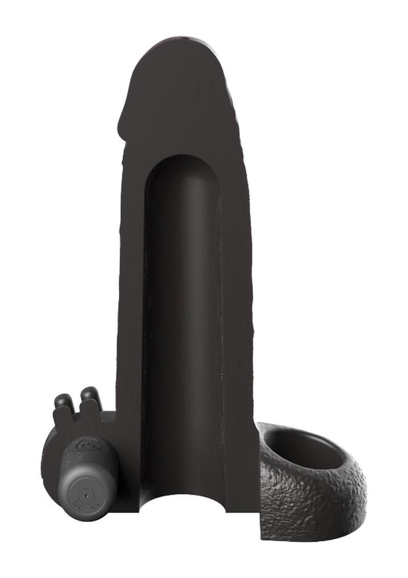 Fantasy X-Tensions Vibrating Real Feel Extension with Rechargeable Bullet 2in - Black