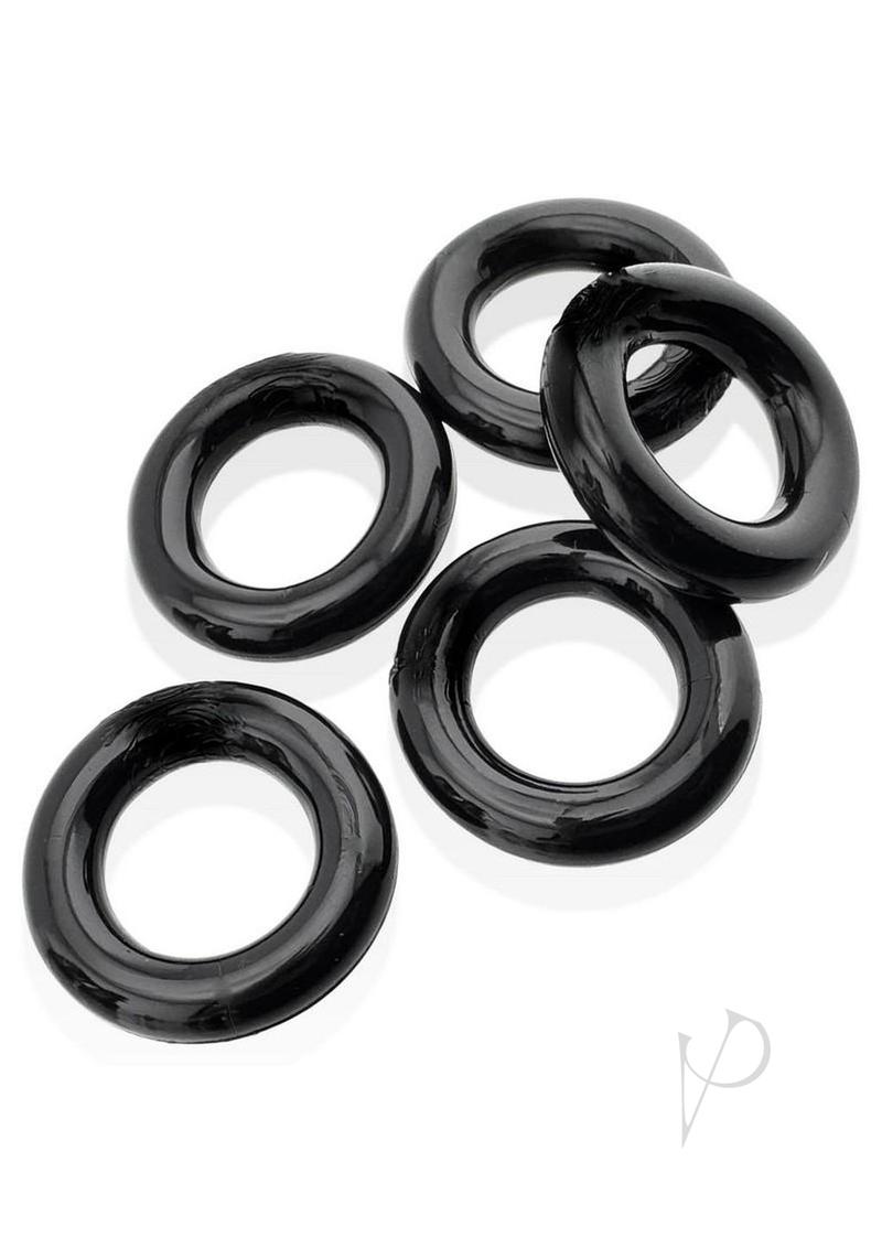 Hunkyjunk Jacker 5 Stack Super-Strong Cockrings (5 Pack) - Black