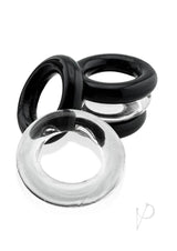 Hunkyjunk Jacker 5 Stack Super-Strong Cockrings (5 Pack) - Clear/Black