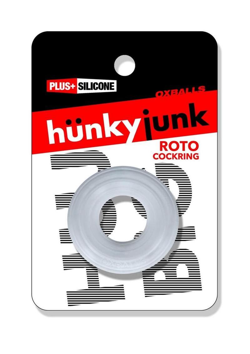 Hunkyjock Roto Grooved Gripper Ribbed Cockring - Clear Steam