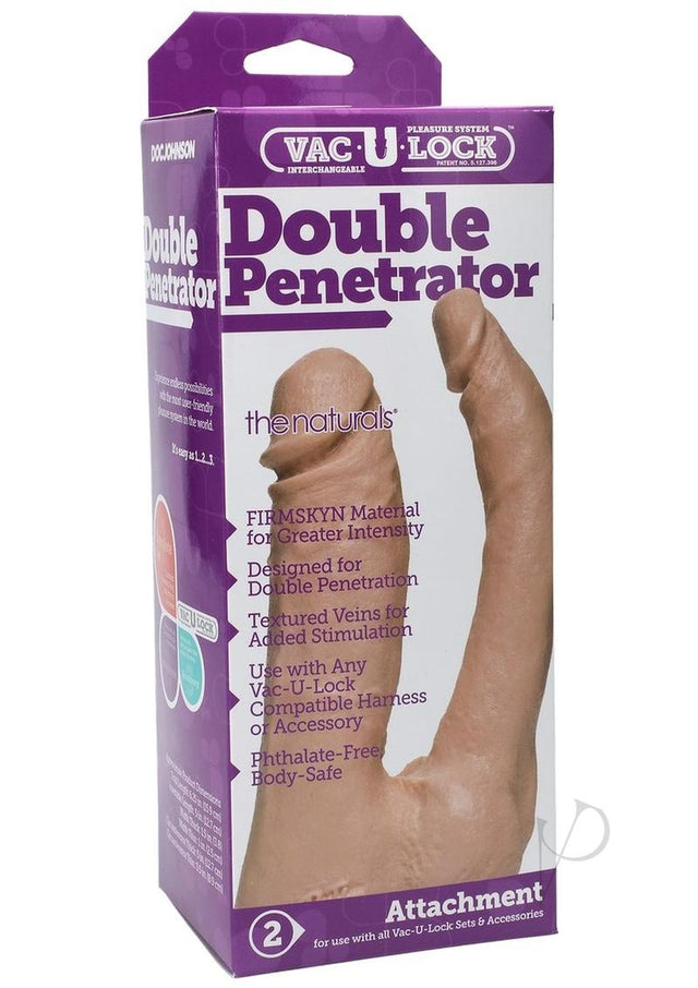 Vac-U-Lock The Naturals Double Penetrator Dildo 6in - Vanilla