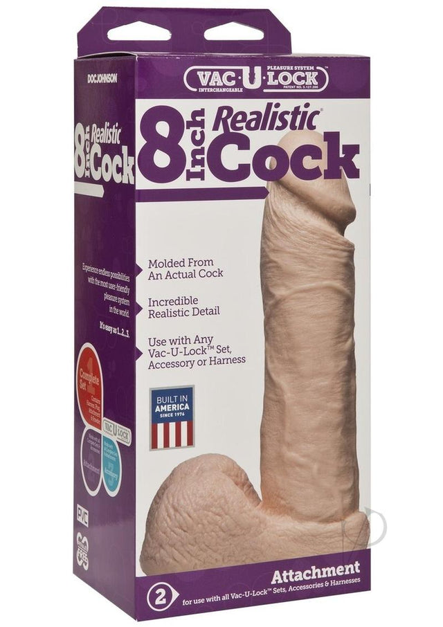 Vac-U-Lock Realistic Dildo 8in - Vanilla