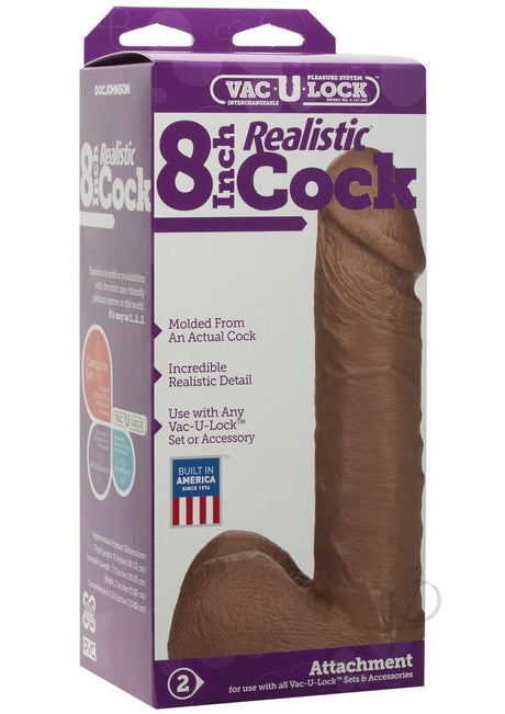 Vac-U-Lock Realistic Dildo 8in - Caramel