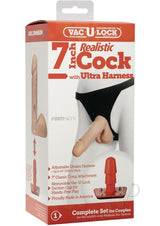 Vac-U-Lock Realistic Cock with Ultra Harness 7in - Vanilla