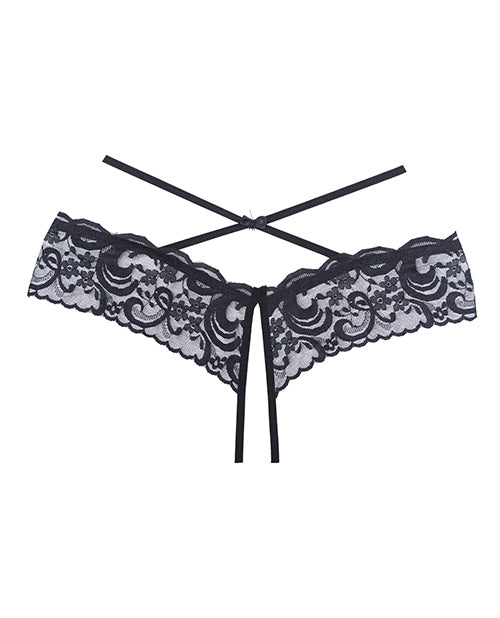 Adore Dare Me Cross Waist Open Lace Panty Black O/S