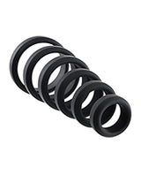 Adam & Eve 6 pc Silicone Penis Ring Set - Black