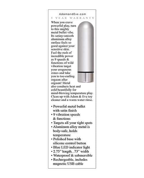 Adam & Eve Eve's Rechargeable Silver Metal Bullet