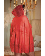 Allure Lace & Mesh Cape w/Attached Waist Belt (G-String NOT included) Red QN