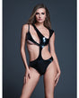 Allure Risque Lover Latex Look Vinyl Peek-A-Boo Teddy - Black LG