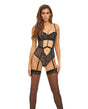  Bombshell Boudoir Strap Overlay Teddy Black LG