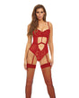  Bombshell Boudoir Strap Overlay Teddy Red LG