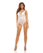  Bombshell Boudoir Lace & Mesh Peek A Boo Wire Teddy White LG