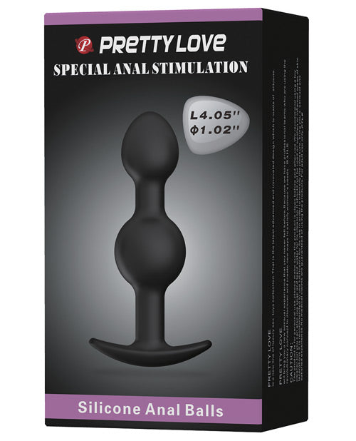 Pretty Love 4.05" Silicone Anal Plug w/Ball - Black