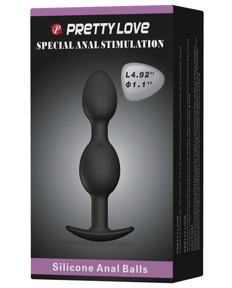 Pretty Love 4.92" Silicone Anal Plug w/Ball - Black