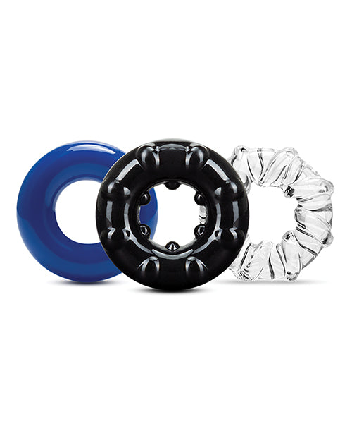 Stay Hard Triple Stretch Cock Rings (3 Pack) - Multiple Colors
