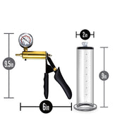 Performance VX6 Vacuum Penis Pump with Brass Pistol and Pressure Gauge 9.5in - Clear