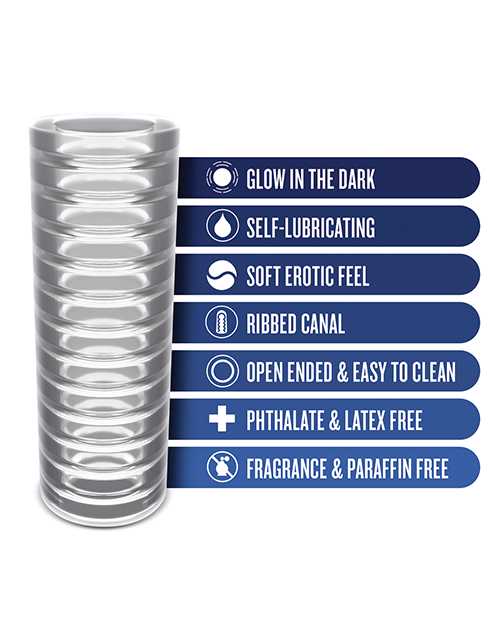 Rize Ribz Self Lubricating Stroker Dual End Masturbator - Clear