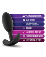 Luxe Wearable Vibra Slim Plug Silicone Butt Plug - Small - Black
