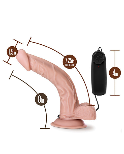 Dr. Skin Silver Collection Dr. Sean Vibrating Dildo with Wired Remote Control 8in - Vanilla